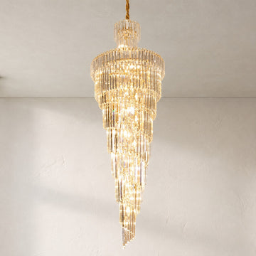 Tiered Foyer Staircase Spiral Crystal Chandelier Hotel Hall/ Entrance High Ceiling Pendant Lighting Fixture