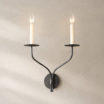 Traditional Aged Iron 2-Light Wall Sconce, 18.5 Inch