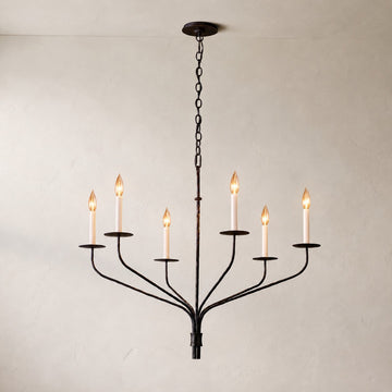 Traditional Aged Iron 6-Light Round Chandelier, 36.25 Inch