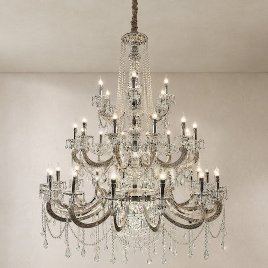 Traditional Brass Abalone Shell 8-Light Crystal Chandelier, 27.95 Inch