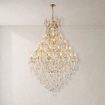 Traditional Brass Crystal 44-Light Chandelier, 49.2 inch