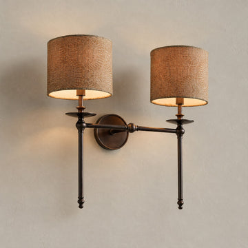 Traditional Bronze Fabric Double Wall Sconce