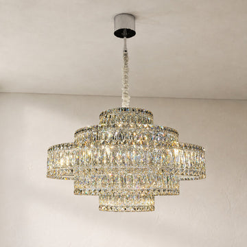 Traditional Champagne Crystal Conical Chandelier, 40.16 Inch