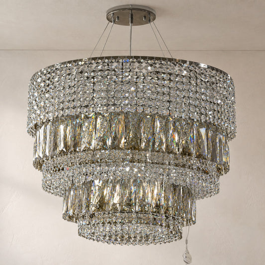 Traditional Champagne Crystal Conical Chandelier, 40.16 Inch