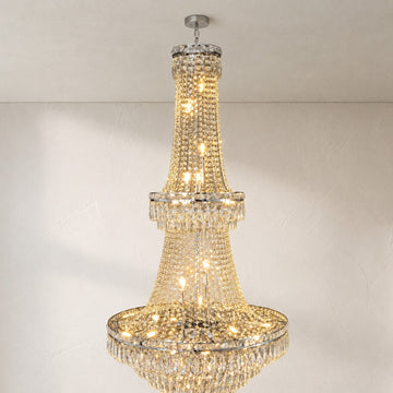 Traditional Chrome Crystal Tiered Chandelier, 30.7 inch
