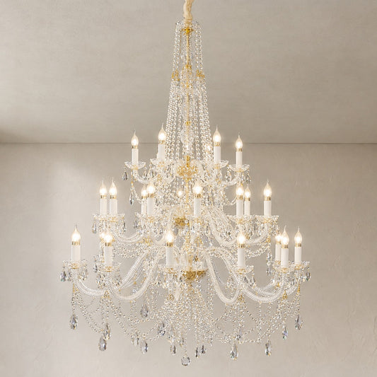 Traditional Crystal 15-Light Tiered Chandelier, 29.53 Inch