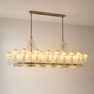 Traditional Crystal 26-Light Linear Chandelier, 70.87 Inch