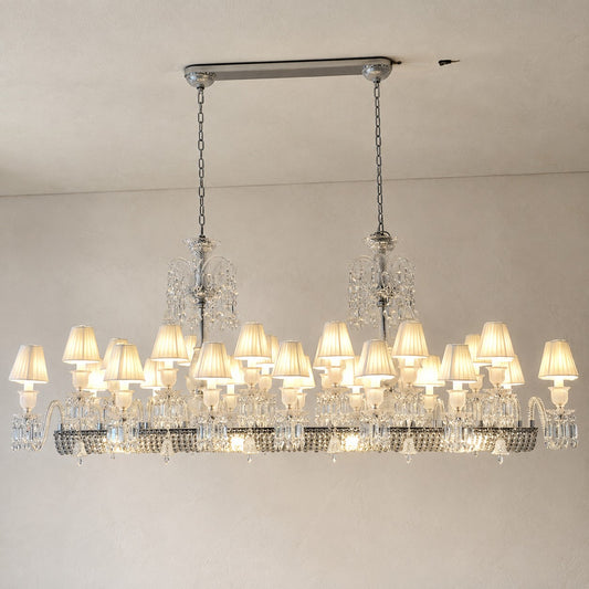 Traditional Crystal 26-Light Linear Chandelier, 70.87 Inch