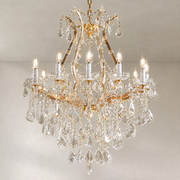 Traditional Gold Crystal 12-Light Chandelier, 28.3 inch