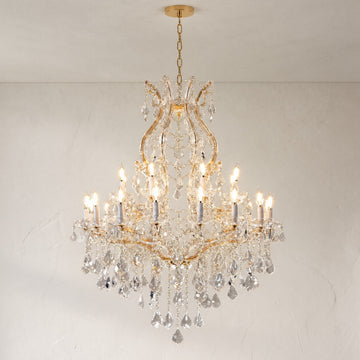 Traditional Gold Crystal 24-Light Tiered Chandelier, 35.4 inch