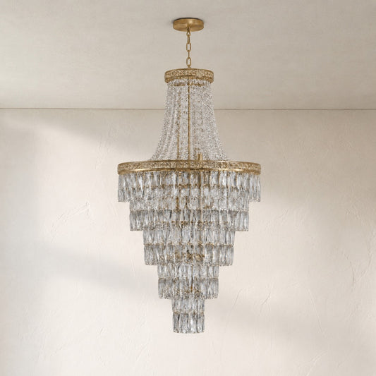 Traditional Gold Crystal Tiered Chandelier, 21.7 Inch