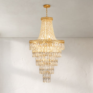 Traditional Gold Crystal Tiered Chandelier, 21.7 Inch