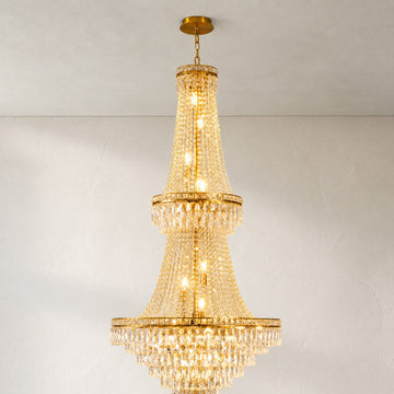 Traditional Gold Crystal Tiered Chandelier, 30.7 inch