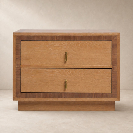 Two-Drawer Oak Bedside Table