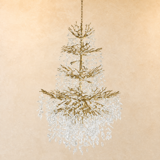 Modern Gold Crystal 23-Light Branch Chandelier, 61 inch