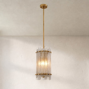 Veridian Column Brass Pendant Light