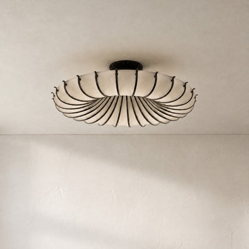 Vintage Fabric Round Flush Mount, 31.5 Inch