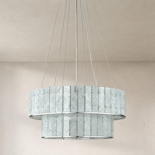 White Crystal Two-Tier Round Chandelier