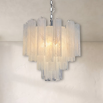 White Glass Tube Chandelier