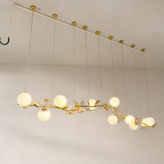 White Globe Branch Chandelier
