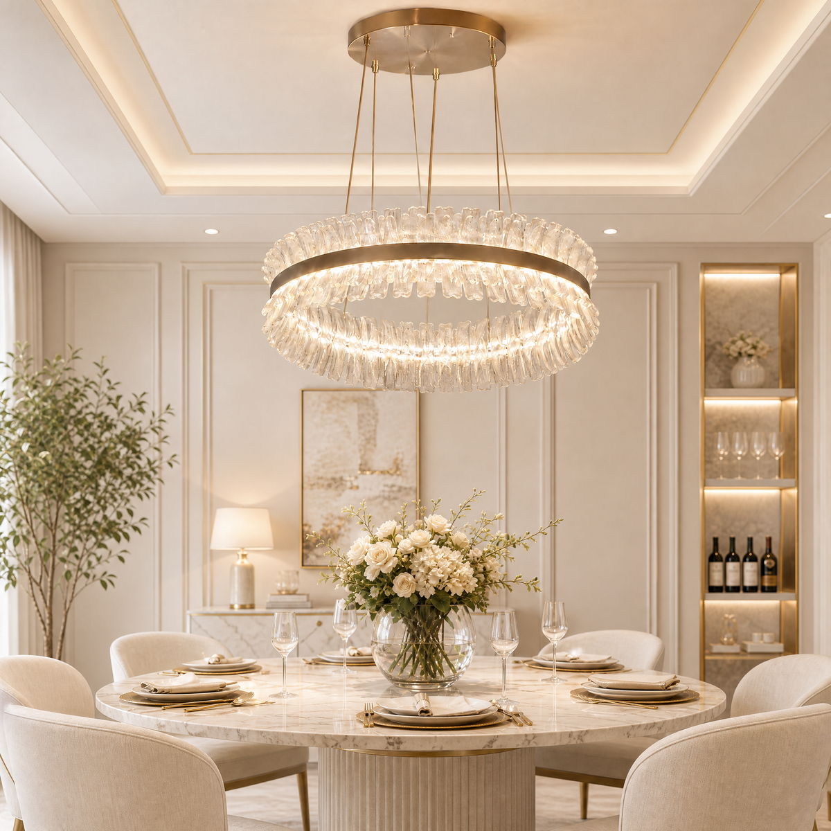 Contemporary Chandelier Dining Room in a dining room