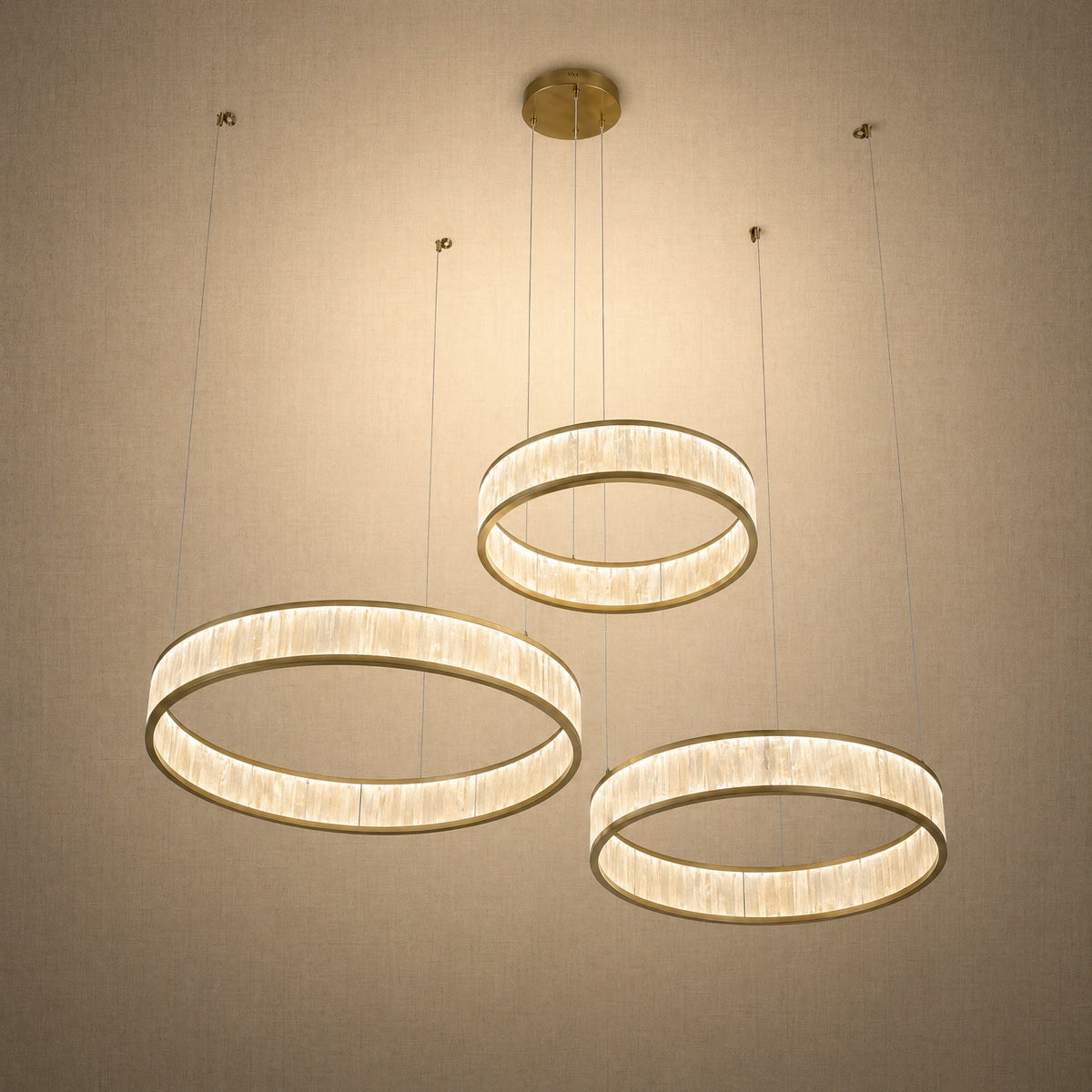 Contemporary Chandelier Dining Room in gold