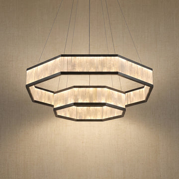 Natural Stone Pendant Light in gold