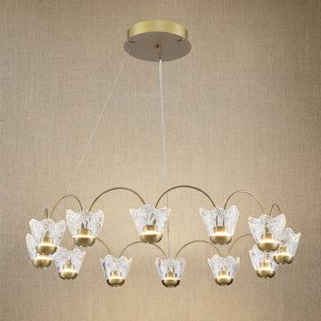 Contemporary Chandelier Dining Room in gold