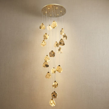 Natural Stone Chandelier in gold