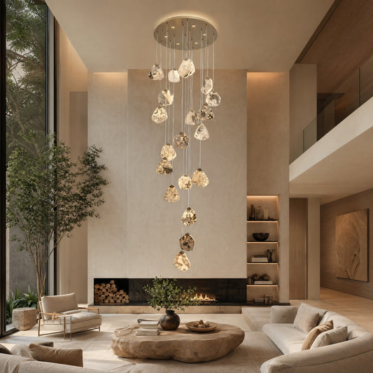 Natural Stone Chandelier in a living room