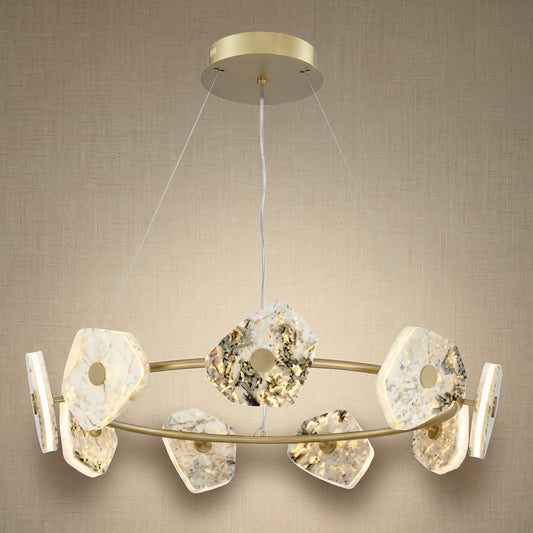 Dining Room With Chandelier in gold