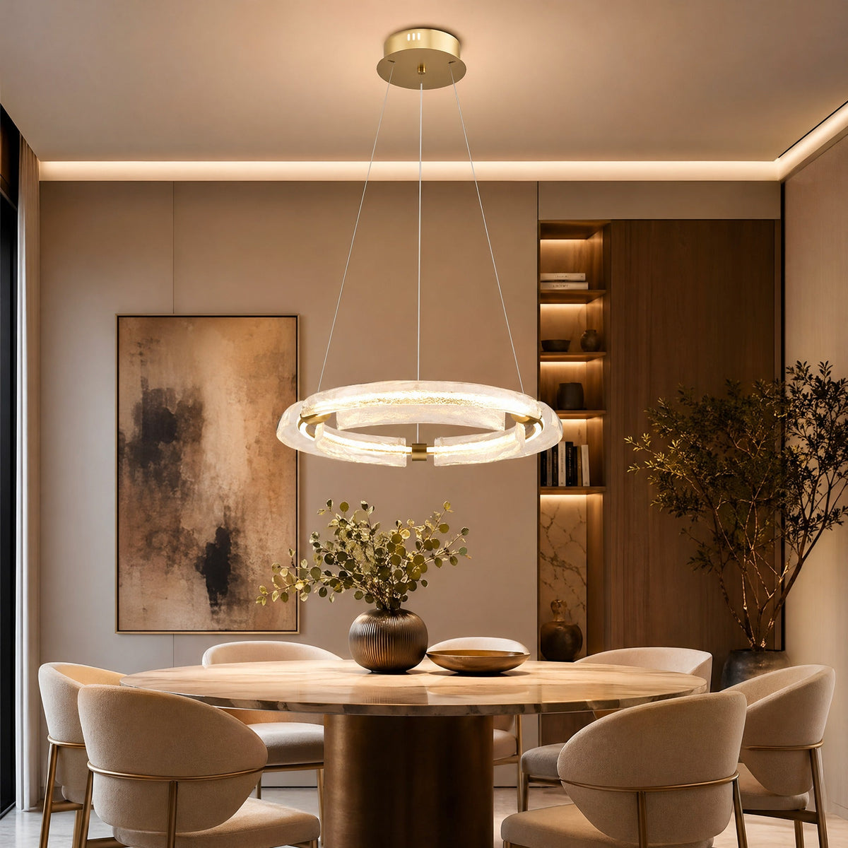Glass Chandelier in a living room
