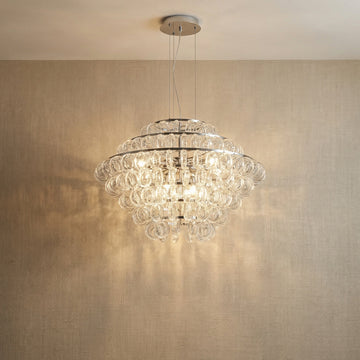 Modern Glass Chandelier in chrome