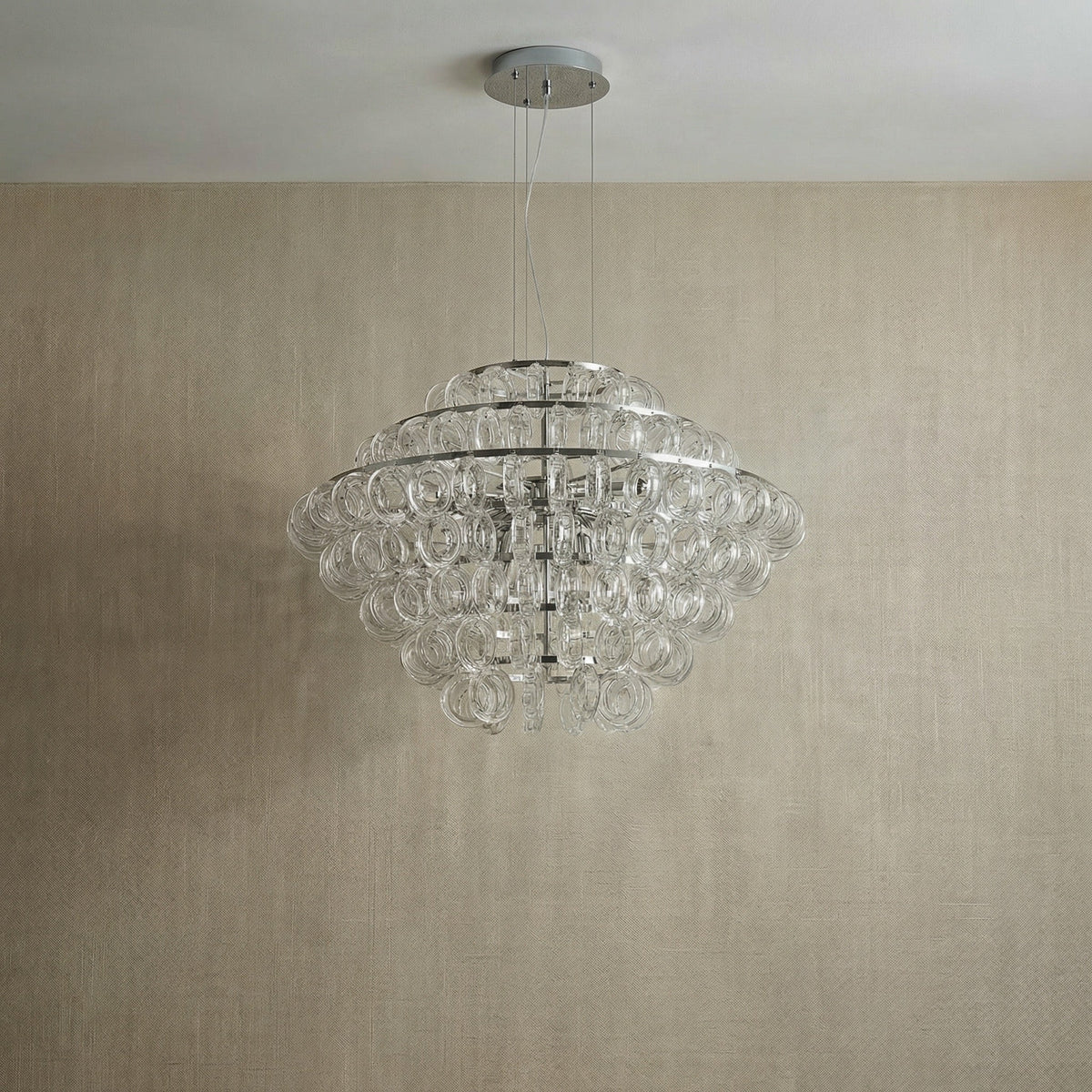 Chrome Pendant Light in a living room