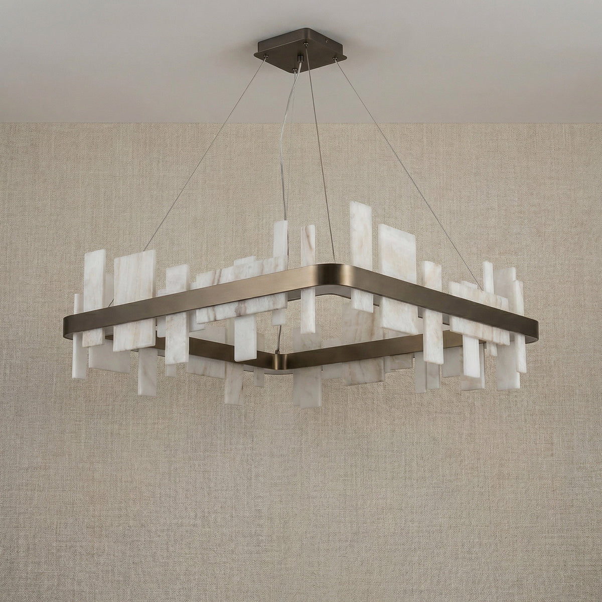 Yiosi Series Natural Stone Pendant Light 31" - dark
