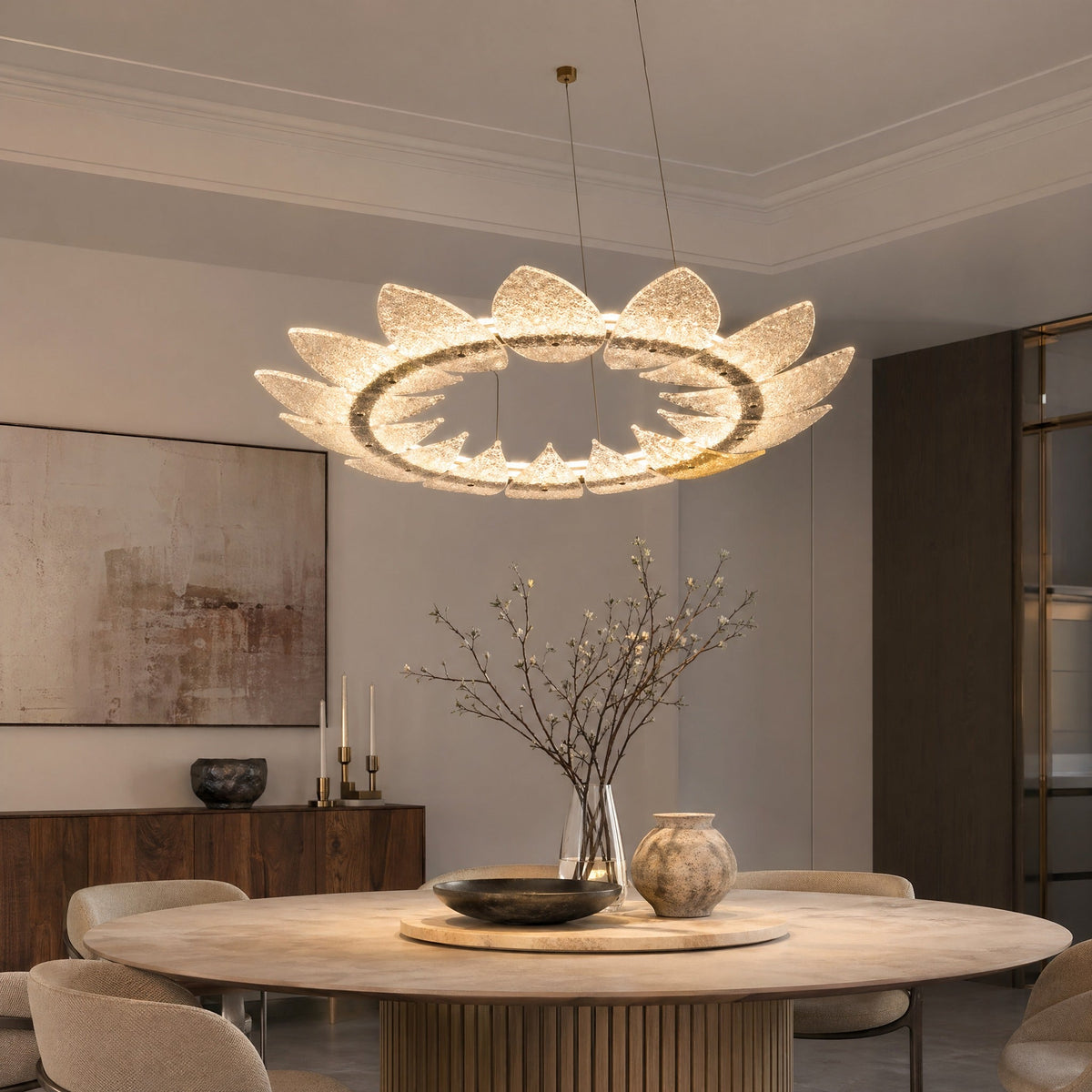 Modern Mid Century Chandelier in a dining room
