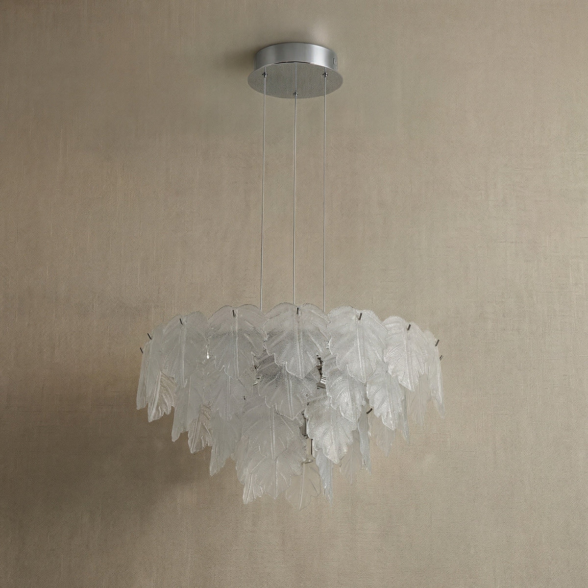 Blown Glass Chandelier in a dining room