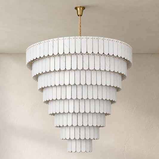 Yugoslav White Nine-Tier Chandelier
