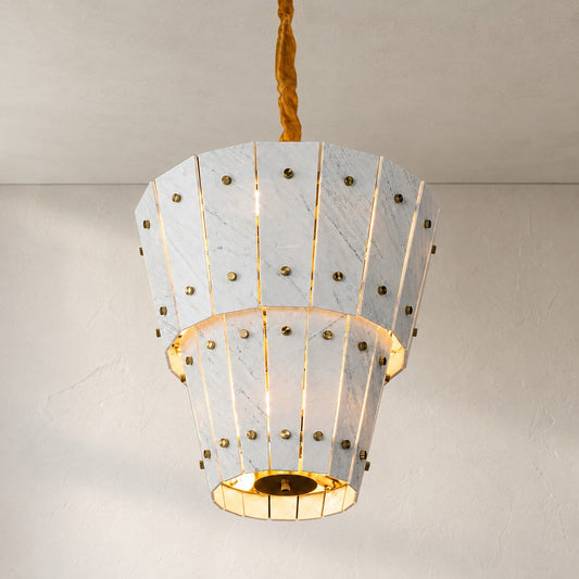 Yugoslav White Tapered Chandelier