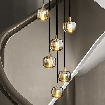 Lamer Lighting Grand Cascade Glass Orb Chandelier - grand American foyer with two-story ceiling