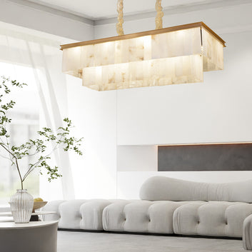 Alabaster Modern Linear Crystal Chandelier For Kitchen Light